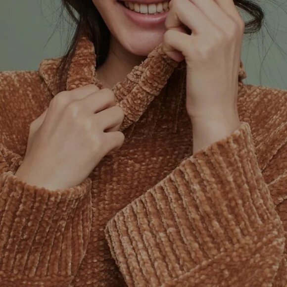 Anthropologie Moth Benilda Chenille Tunic Oversized Turtleneck Sweater - Picture 4 of 12